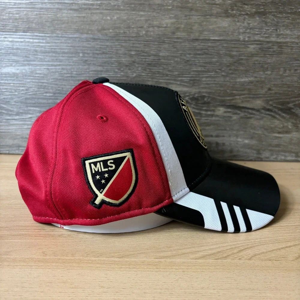 Atlanta United FC Hat Cap Strap Back Black Red Soccer MLS Faux Leather Adidas